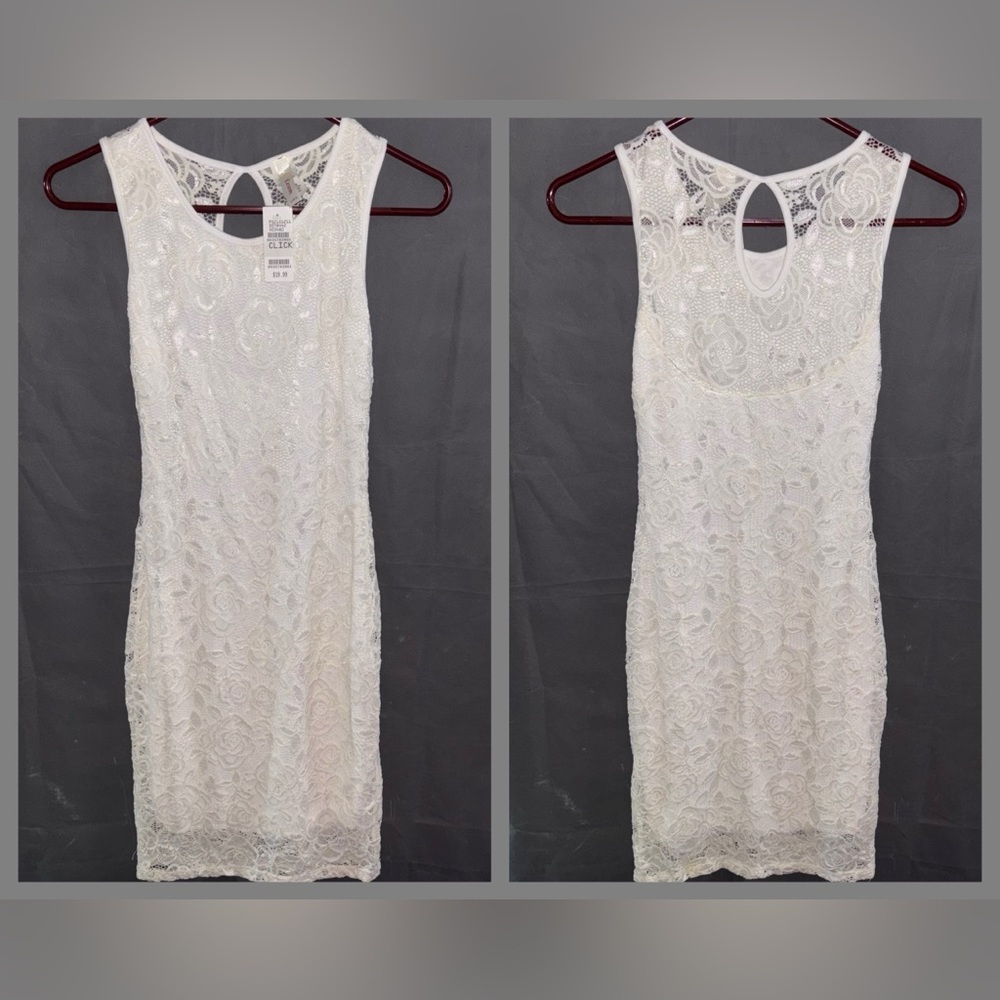 Cesem USA Womens S Ivory White Sleeveless Knee-Length Lined Lace Dress NWT